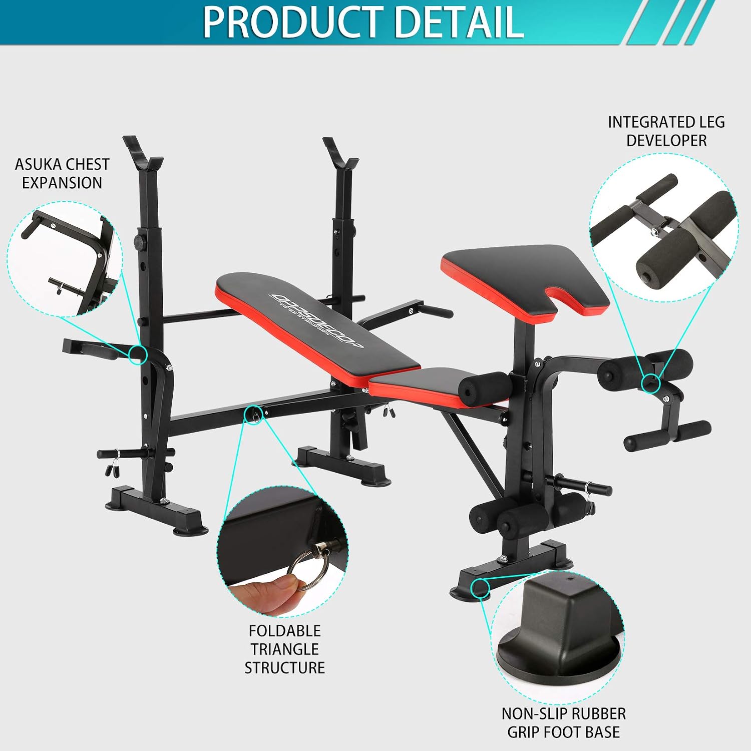 Angotrade 600lbs Adjustable Olympic Weight Bench Set with Squat Rack Foldable Workout Bench Press Set with Preacher Curl & Leg Developer for Full-Body Workout