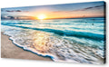 Baisuart S02298 Canvas Prints Wall Art Beach Sunset Ocean Waves Nature Pictures Stretched Canvas Wooden Framed for living Room Bedroom and Office