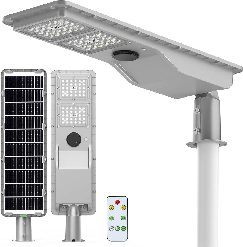 10000W Solar Street Lights Outdoor Waterproof - 3000 Sq.Ft Super Bright Motion Sensor Flood Light Dusk to Dawn & 40,000mAh LiFePO4 Battery, LED Security Lights for Parking Lot/Yard/Garage/Barn