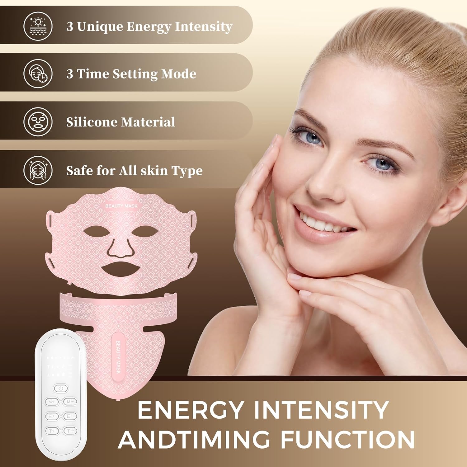 FDA-Cleared Red Light Therapy for Face & Neck, Rechargeable 7-in-1 LED with 850nm & 660nm NIR, Hands-Free Silicone for Anti-Aging, Wrinkle Reduction & Sensitive Skin During Yoga or Work