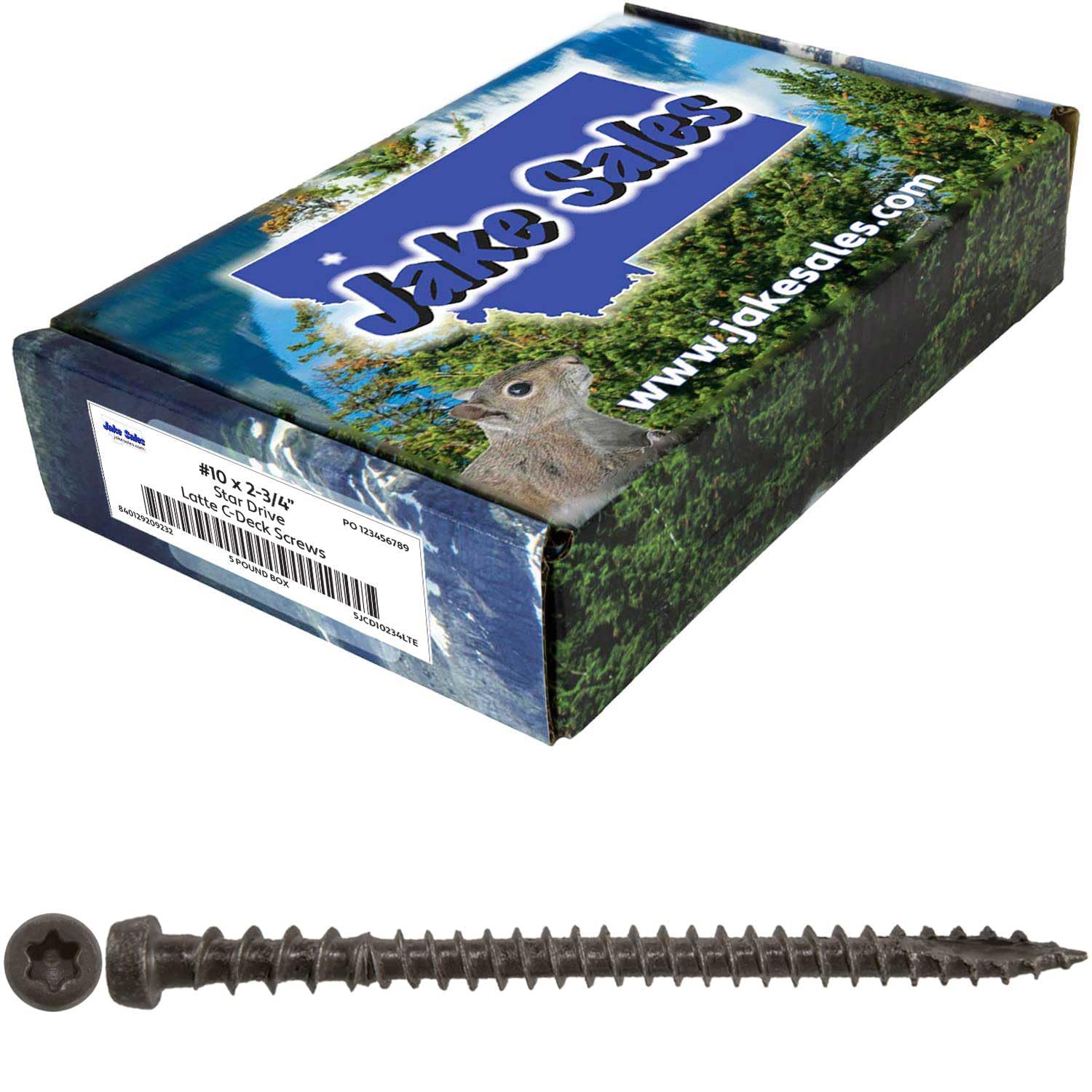 10 x 2-3/4' Latte Composite Decking Wood Screw Torx/Star Drive Head - Exterior Coated - AQC Lumber Compatible - 5 Pound CASE - 3870 Screws