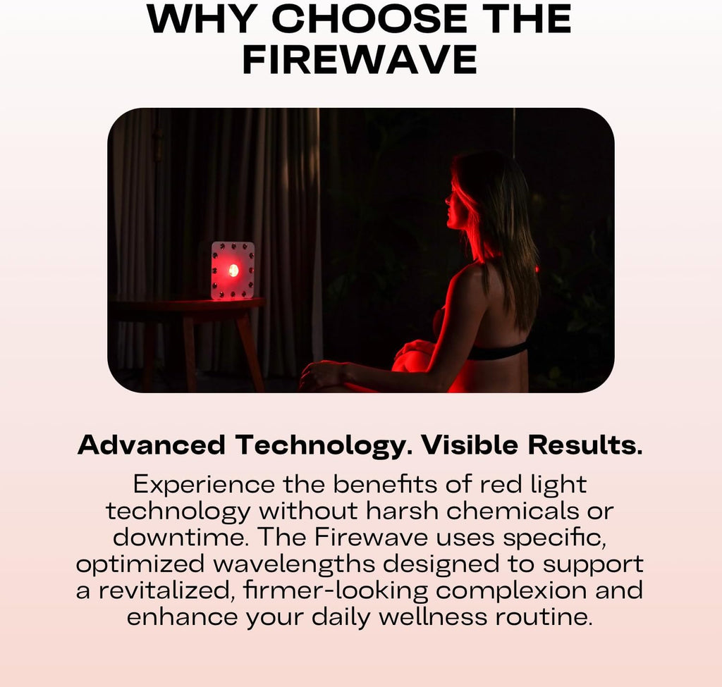 EMR-TEK Firewave | Red Light Therapy for Face & Body, Blend of Red (630nm 670nm) & Near-Infrared (830nm) Light | Portable LED Lamp for At-Home Skincare Wellness, Supports Recovery & Full-Body Sessions