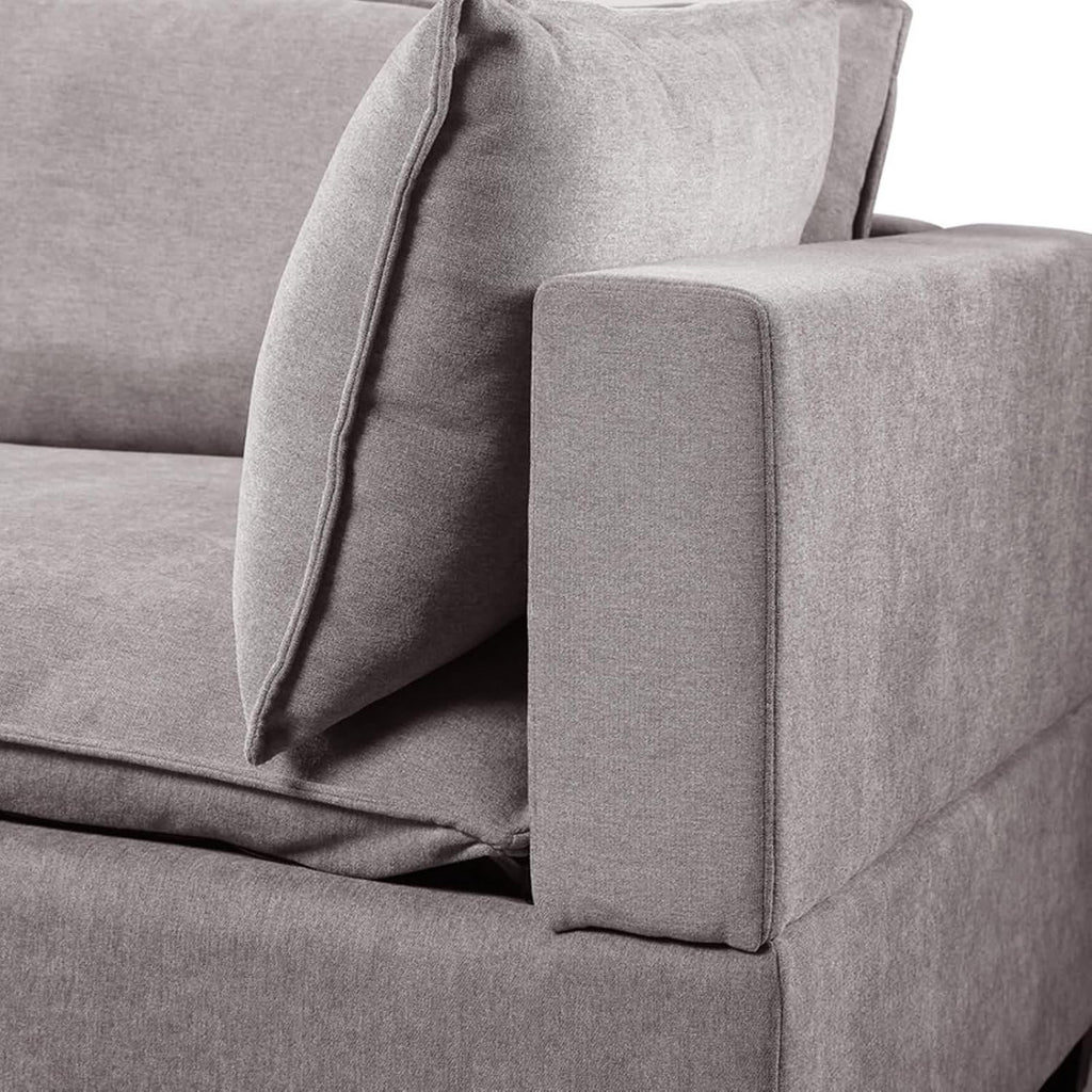 Daesar Sofa 3 Seater, Wood Frame, Light Grey Fabric Sofa Furniture for Small Space, Living Room, Bedroom, Studio, Apartment