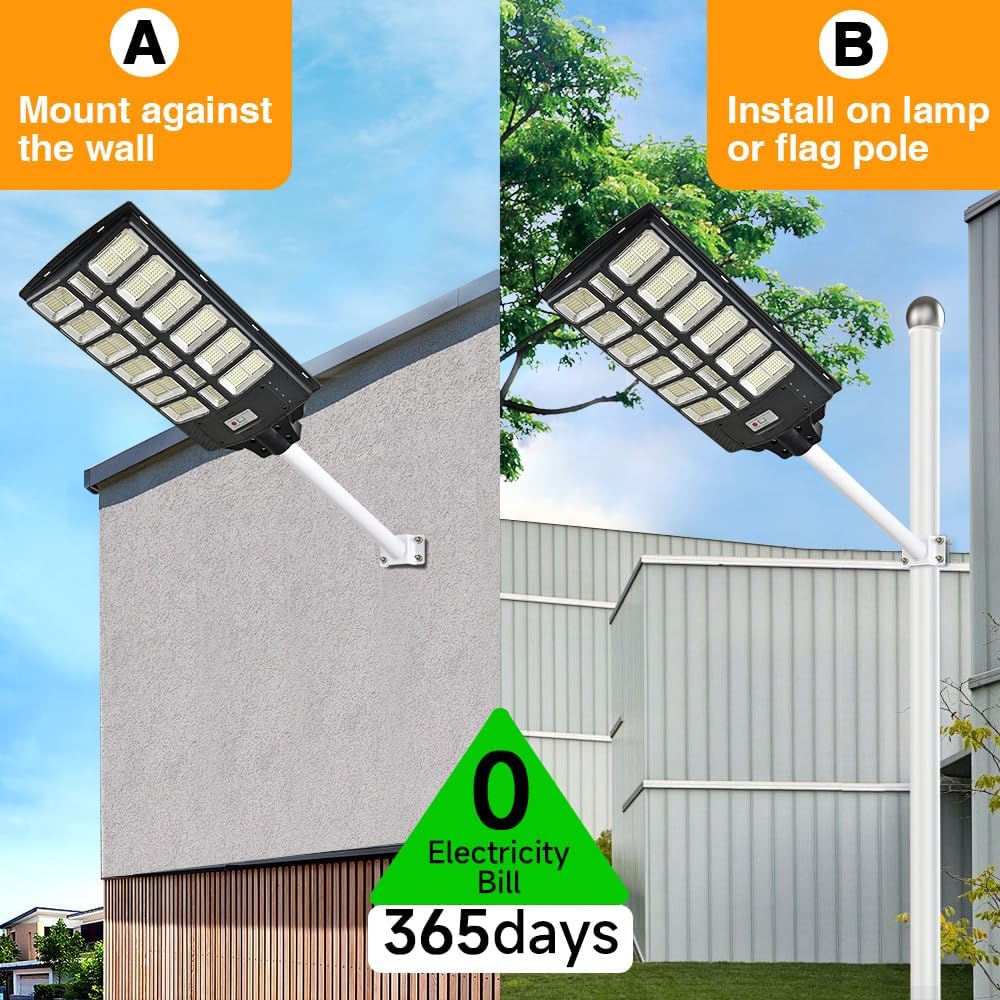 16000W Solar Street Lights Outdoor, 100000 Lumens Dusk to Dawn Motion Sensor Security Flood Light with Remote Control, Wireless, Waterproof, Perfect for Garden,Yard, Street, Parking lot