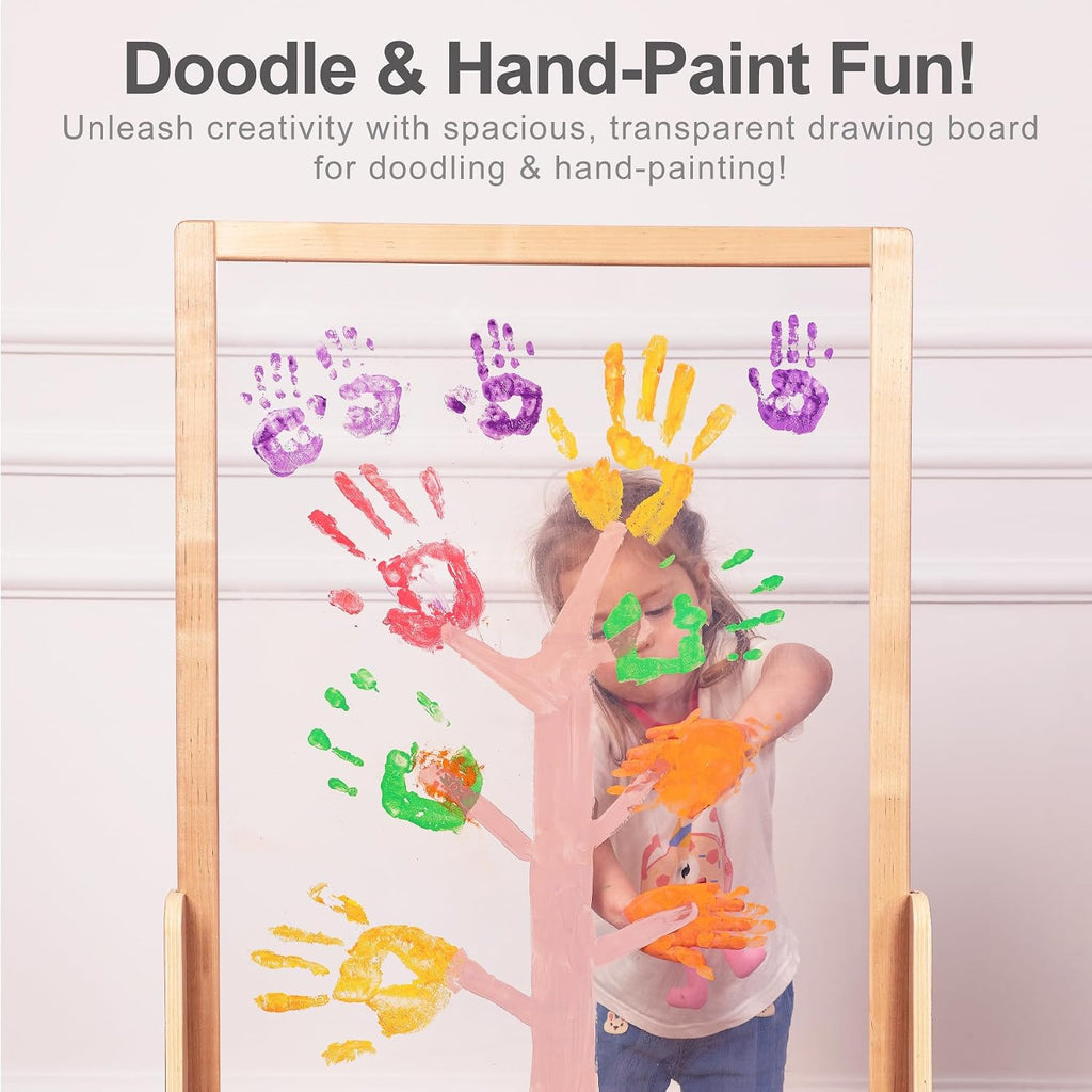 Double-Sided Plexiglass Painting Art Easel, Easy to Clean, Kids Drawing Board On Both Sides, Fun Arts and Crafts Activity for Boys and Girls Indoor and Outdoor