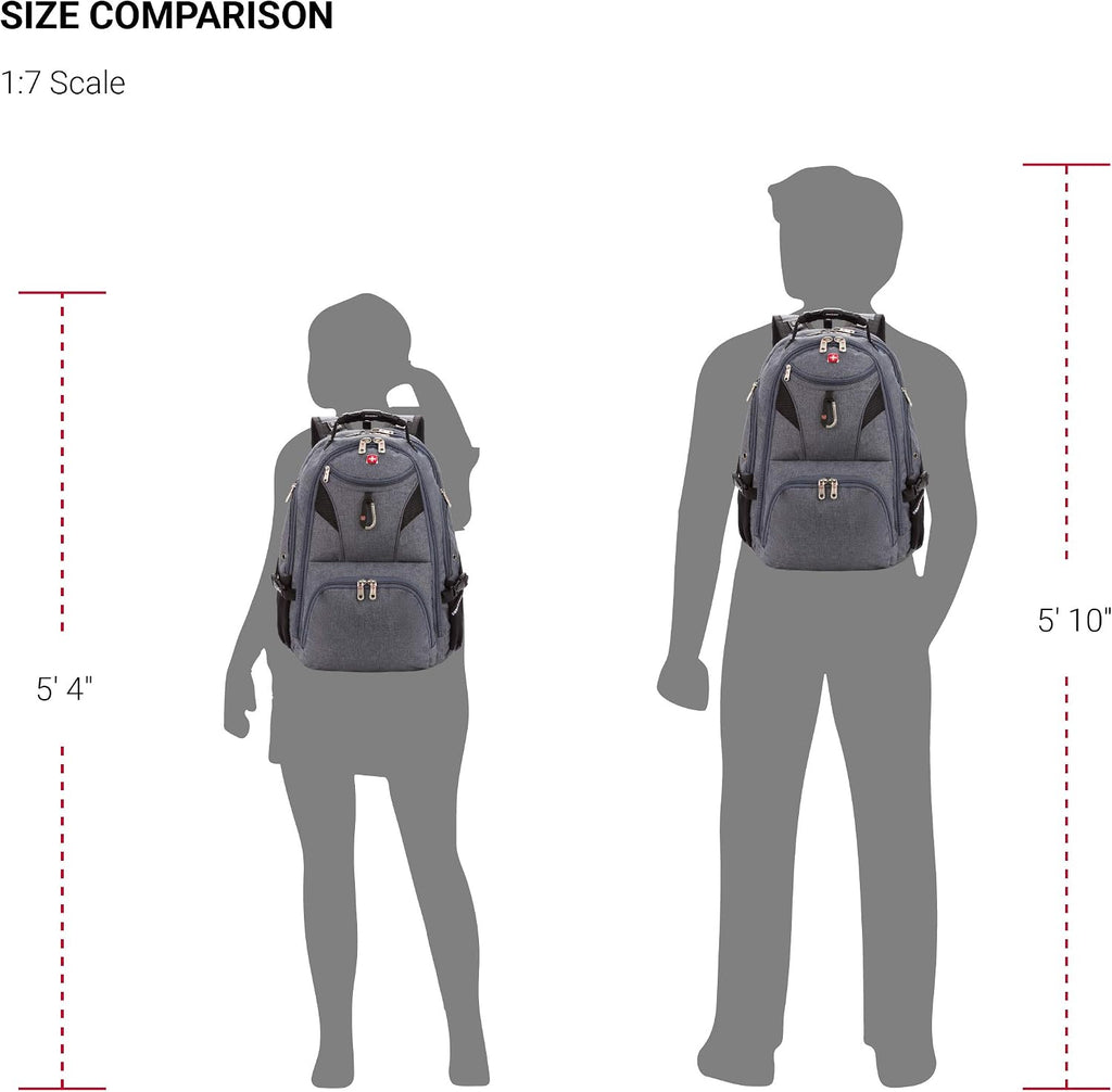 SwissGear 5977 ScanSmart TSA Friendly Laptop Backpack, Fits Most 17 Inch Laptops and Tablets, Ideal for Work, Travel, School, College, and Commuting, Grey