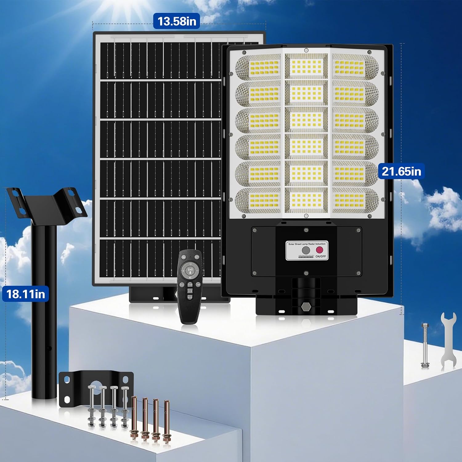8000W Solar Street Light, Solar Street Lights Outdoor Waterproof IP67, Outdoor SolarLamp with Motion Sensor & Dusk to Dawn - Durable, Energy-Efficient SolarLighting for Garden, Yard, Driveway