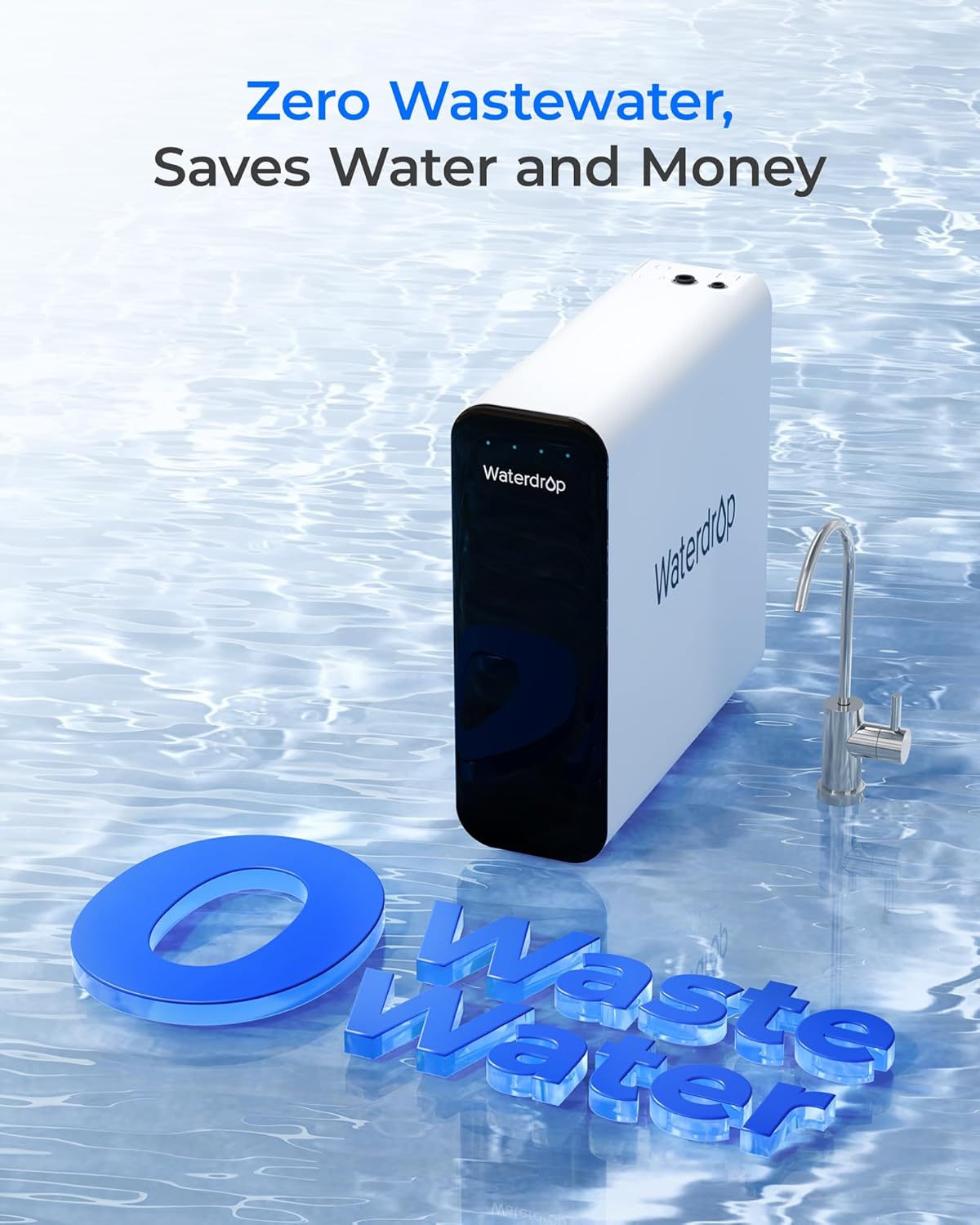 Waterdrop TSU 0.01 Micron Ultra Filtration Under Sink Water Filter System, 3-Stage Tankless Under Sink Water Filtration System with Faucet, Smart Panel, Not Lower TDS, Drilling Required