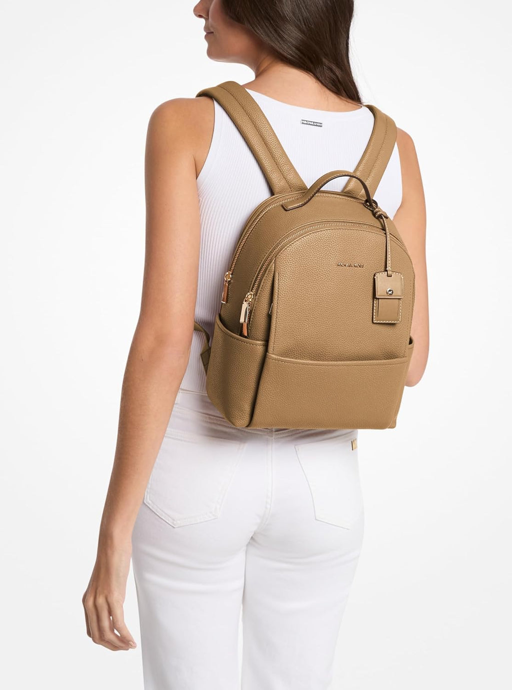 Michael Kors Sable Medium Backpack, Gold-Tone Hardware/Pebble Leather/Husk