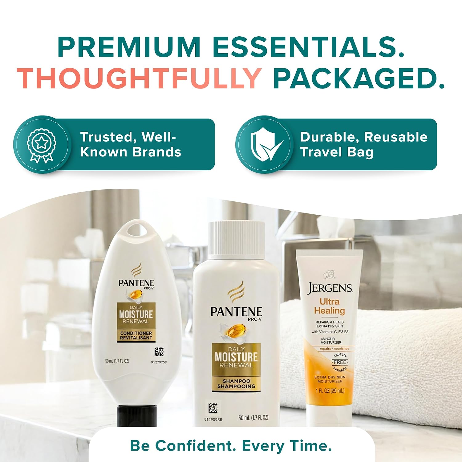 TrekTote Travel Size Bulk Shampoo And Conditioner Sets - Includes Premium Shampoo, Conditioner, Lotion And Clear Travel Bag - TSA Compliant Travel Size Toiletries