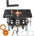 SpeTool Router Lift Kit for 1.25 HP, 2.25 HP, and 3.25 HP Router, Precision All-Aluminum Router Table Lift System with 3 Magnetic Insert Rings, 9-1/4'x11-3/4' Router Table Insert Plate for Woodworking