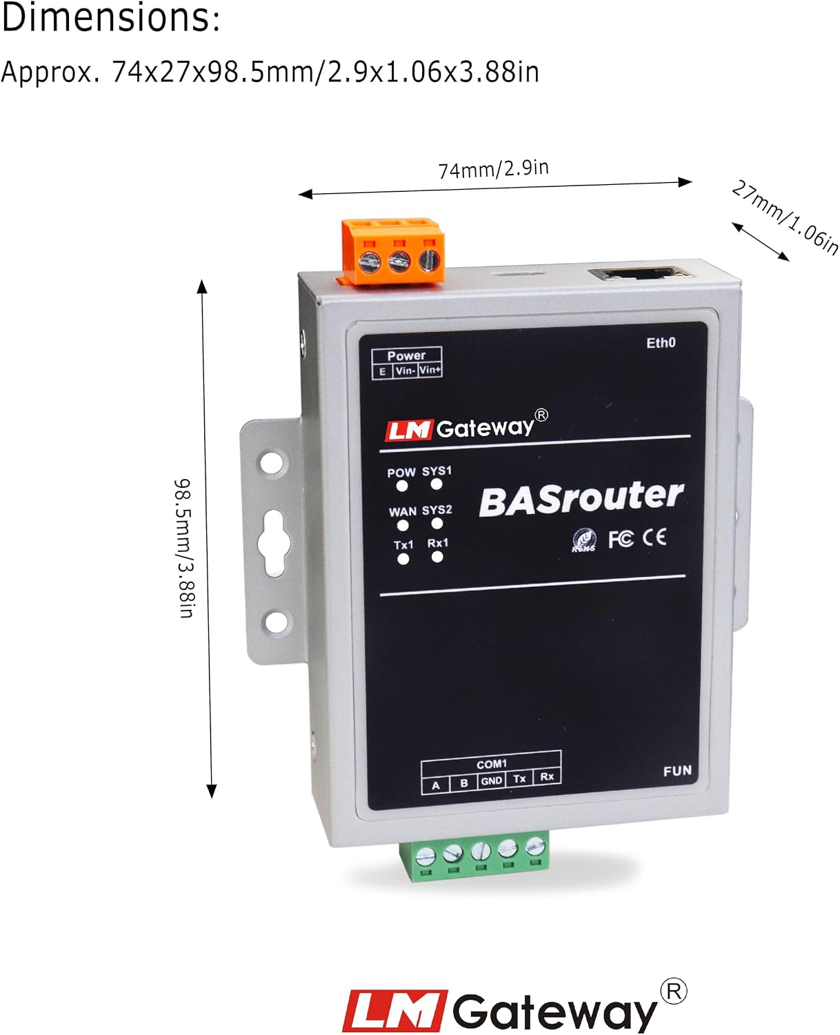 LM 101-B BACnet Router for Building Support, BACnet MS/TP to BACnet IP, 10/100 Ethernet with Auto-Negotiation and Auto-MDIX, Support for BBMD