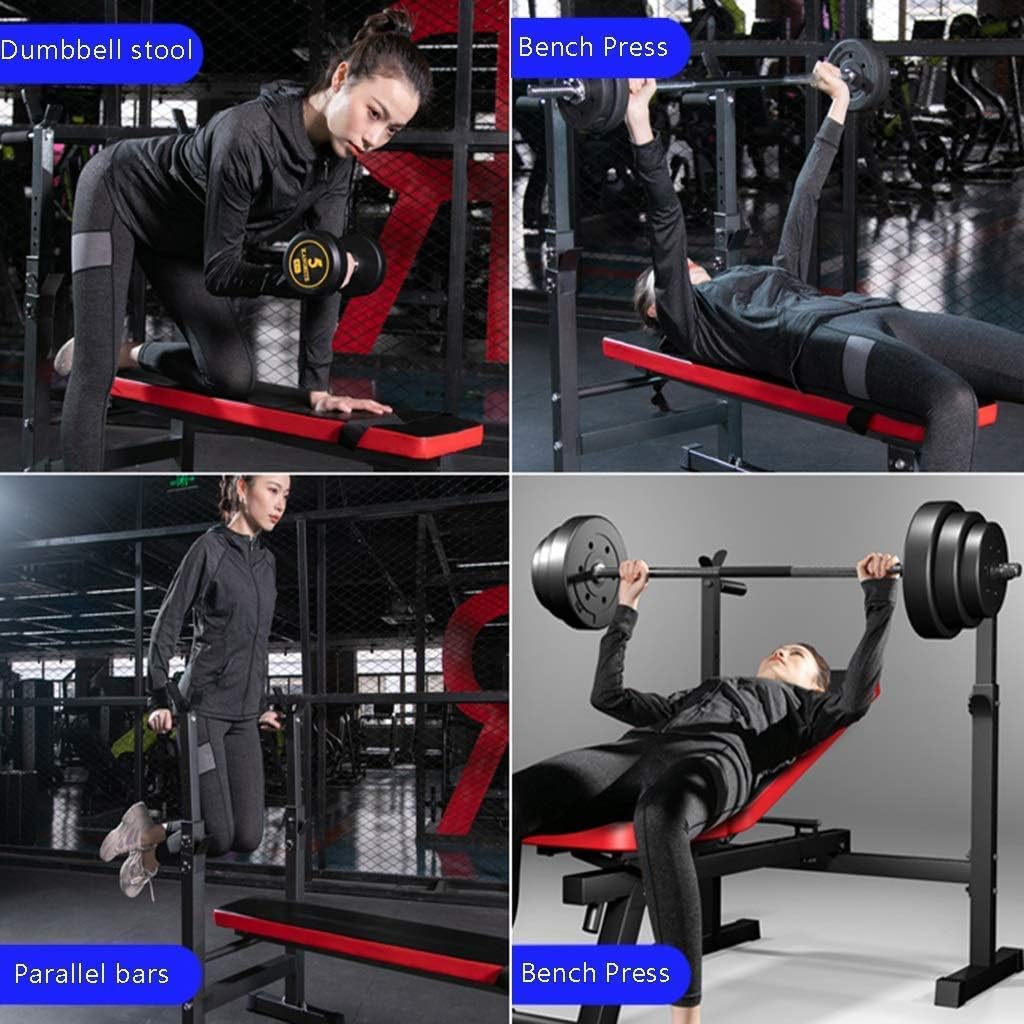 Rack with Dumbbells Weight Lifting Bed Home Barbell Squat Set Folding Bench Bench Stool Fitness Equipment Multifunction Bench Rack Bench,104 * 67 * 100cm|Black