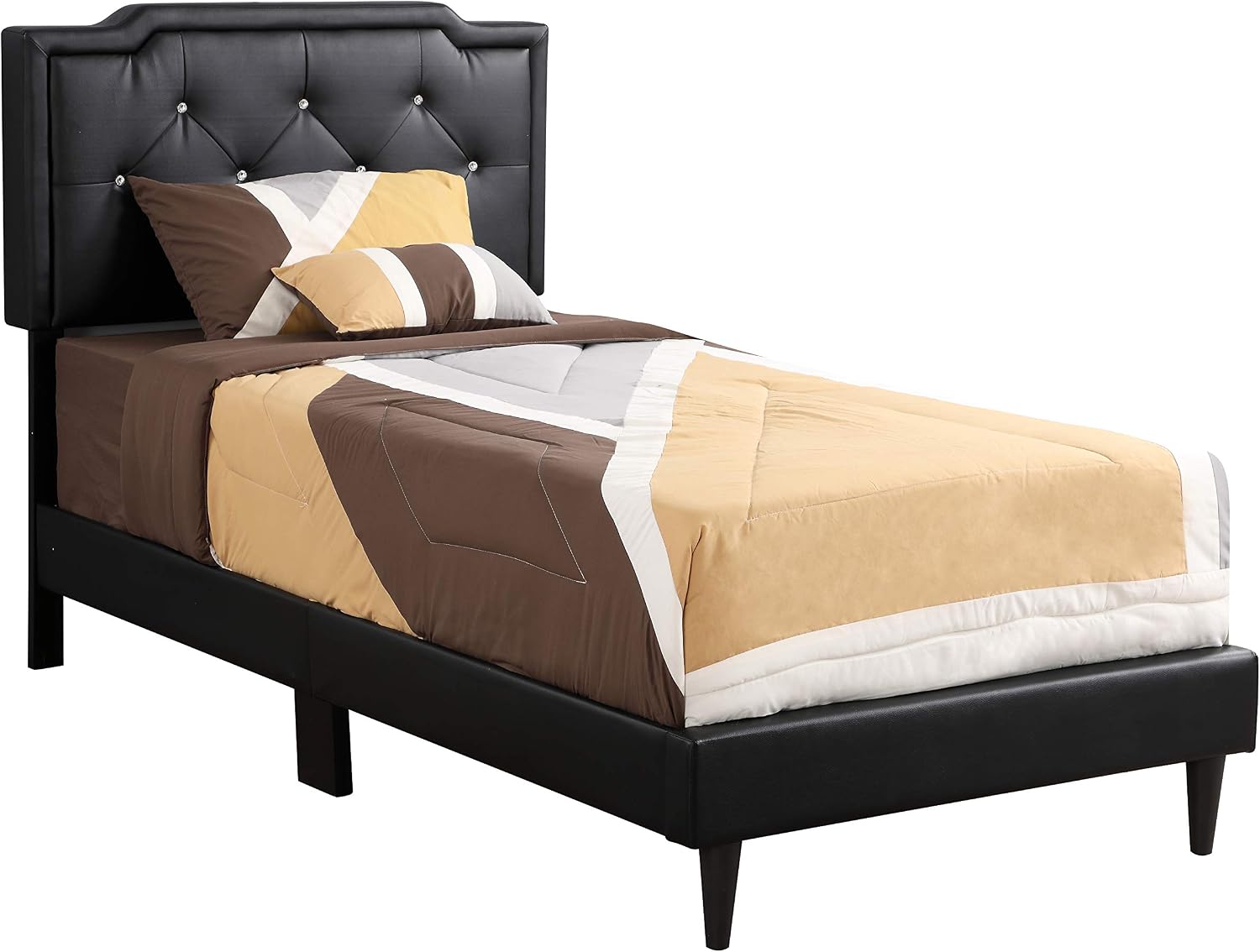 Glory Furniture Deb Upholstered Bed, Twin, Black