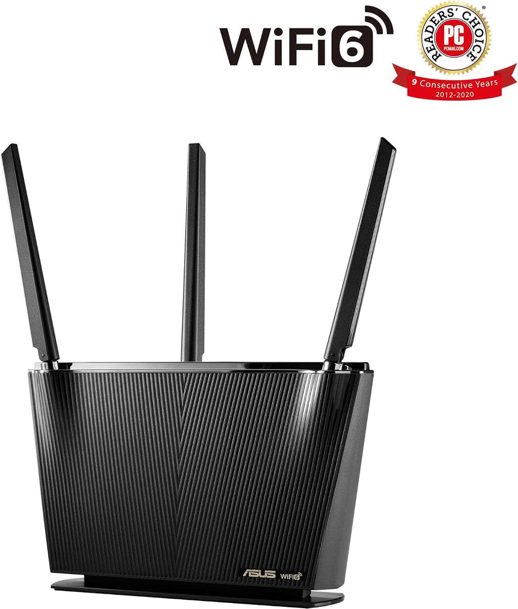 ASUS AX2700 WiFi 6 Router (RT-AX68U) - Dual Band 3x3 Wireless Internet Router with 4 Gigabit LAN Ports, Trend Micro Lifetime AiProtection, AiMesh Compatible, Parental Control, OFDMA, WAN Aggregation