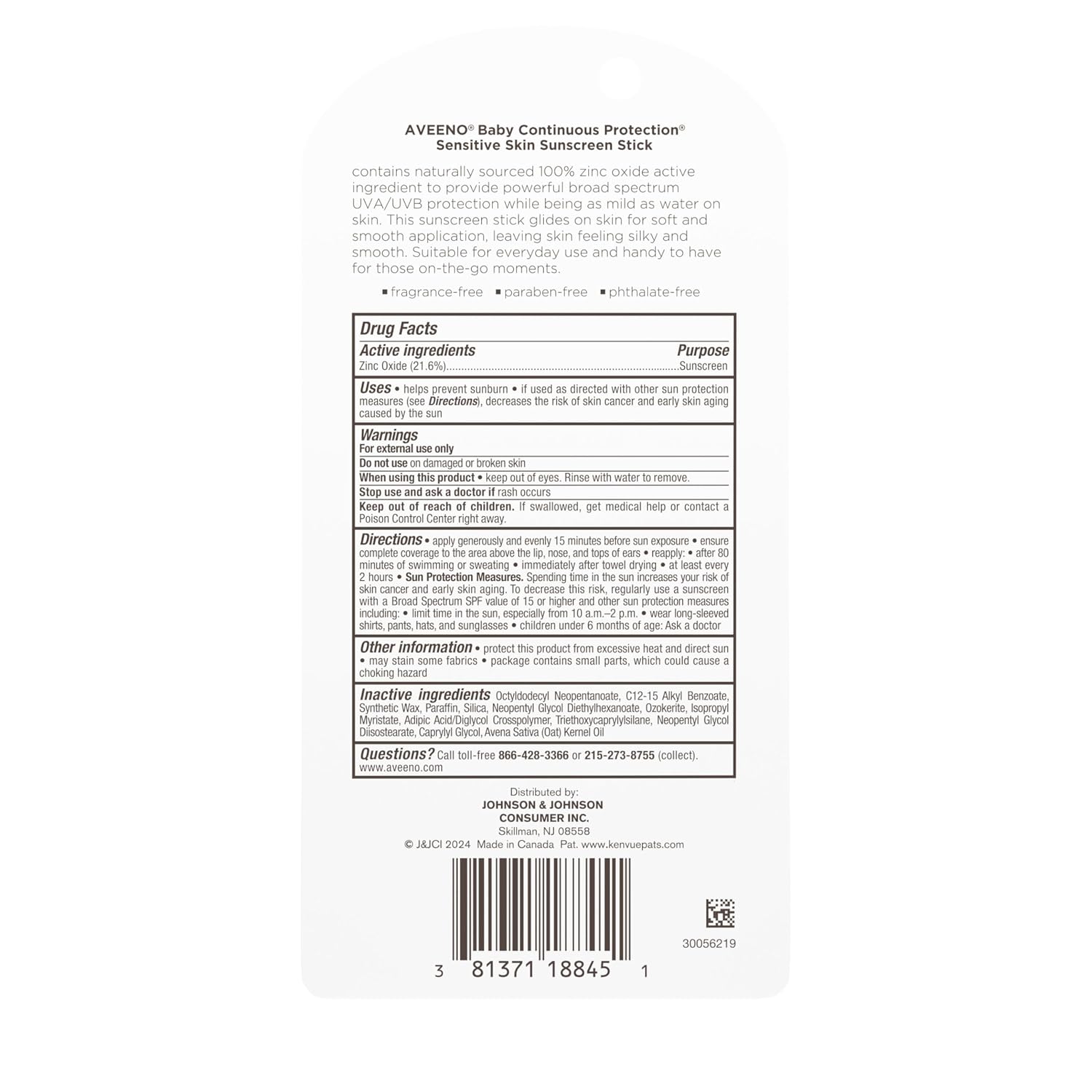 Aveeno Baby Continuous Protection Mineral Sunscreen Stick for Sensitive Skin with Broad Spectrum SPF 50 Protection for Face & Body, Naturally Sourced 100% Zinc Oxide, Travel Size, 0.47 oz (Pack of 12)