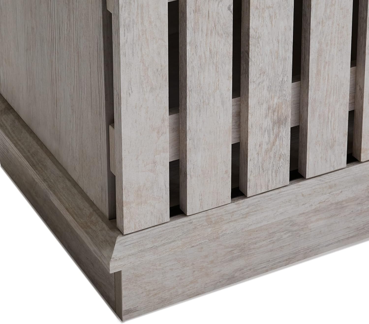 ROCKPOINT Modern Farmhouse Sliding Fence Door Stand for TVs up to 65 Inches, 58inch, White Wash