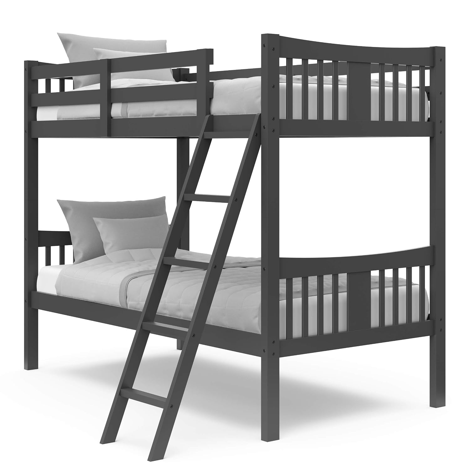 Storkcraft Caribou Bunk Bed Twin Over Twin Bunk Bed (Gray) - GREENGUARD Gold Certified, Twin Bunk Beds for Kids, Converts to 2 Individual Twin Beds, Bunk Beds for Kids