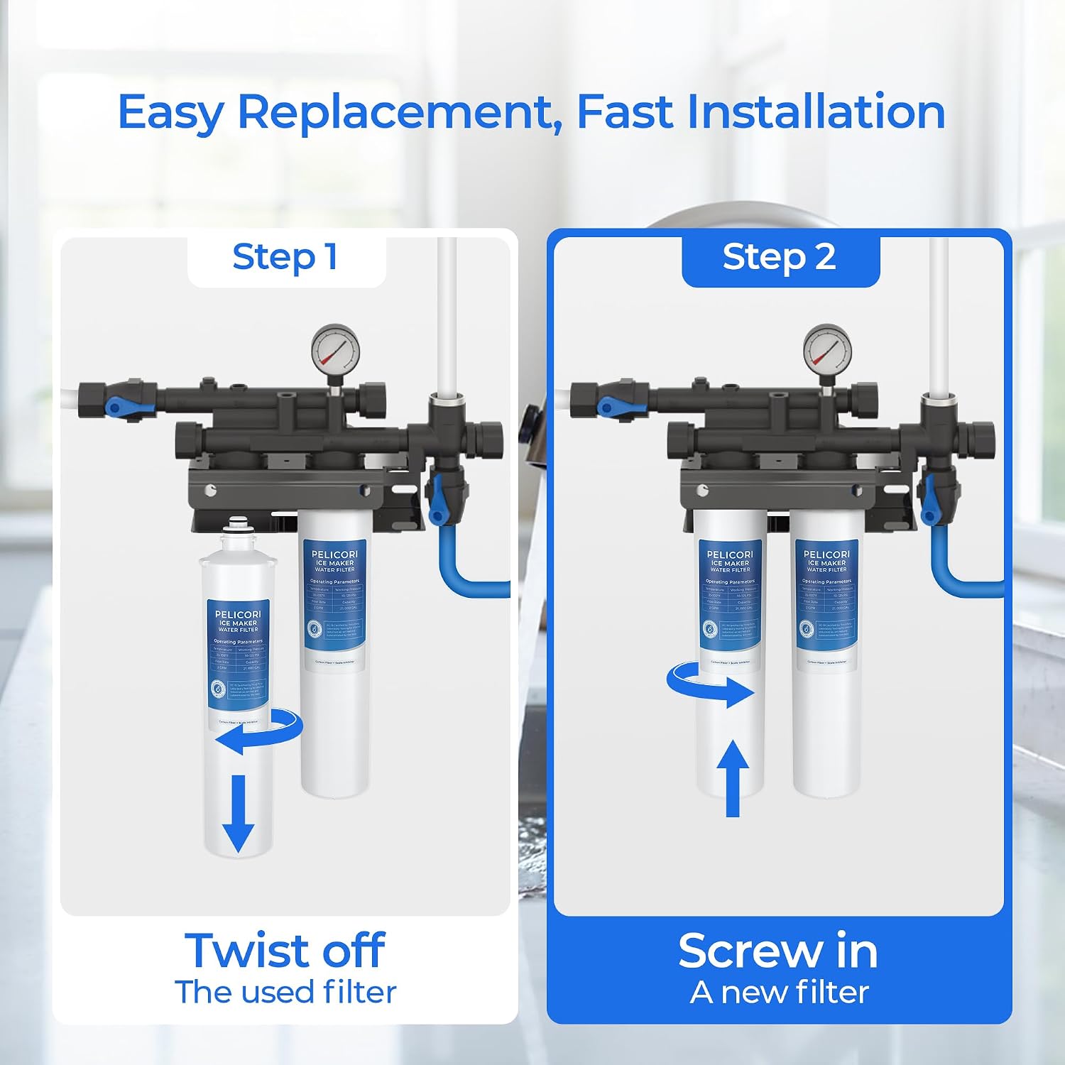 4HC-H Water Filter Replacement, Compatible with Hoshizaki H9655-11, Filtration System H9320-51, H9320-52, and H9320-53 (2 Pack)