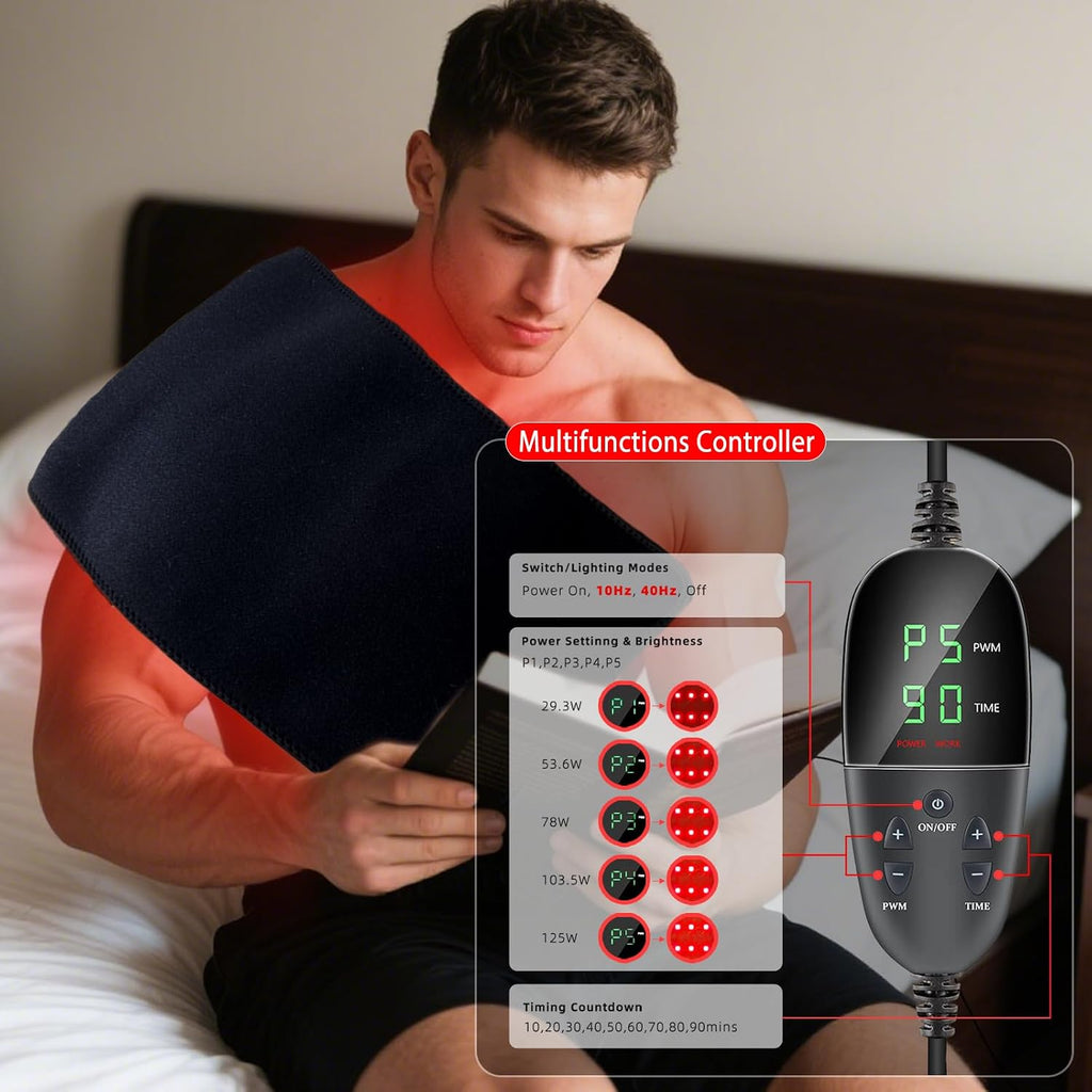 bonodave Red Infrared Light Therapy Mat for Body, 31.75' x 11.5' Red Light Pad Upgraded 3 Chips in 1 Beads 360pcs LEDs 660nm 850nm RLT Device for Body Back Shoulder Knee Joint Pain Relief, Ideal Gift