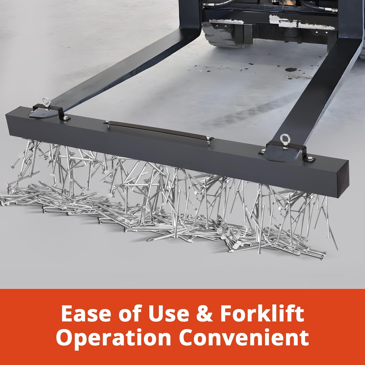 Hanging Magnetic Sweeper 48 Inches, 120 LBS Lifting Capacity Heavy Duty Towable Bar for Forklift,Magnet Double Magnetic Force Sweeper Unit, Hanging Magnet for Forklift