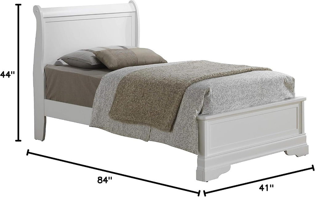Glory Furniture Louis Phillipe Twin Panel Bed in White
