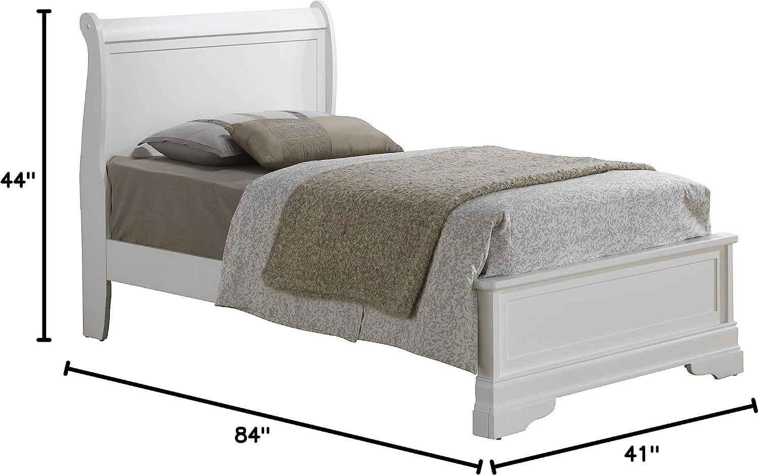 Glory Furniture Louis Phillipe Twin Panel Bed in White