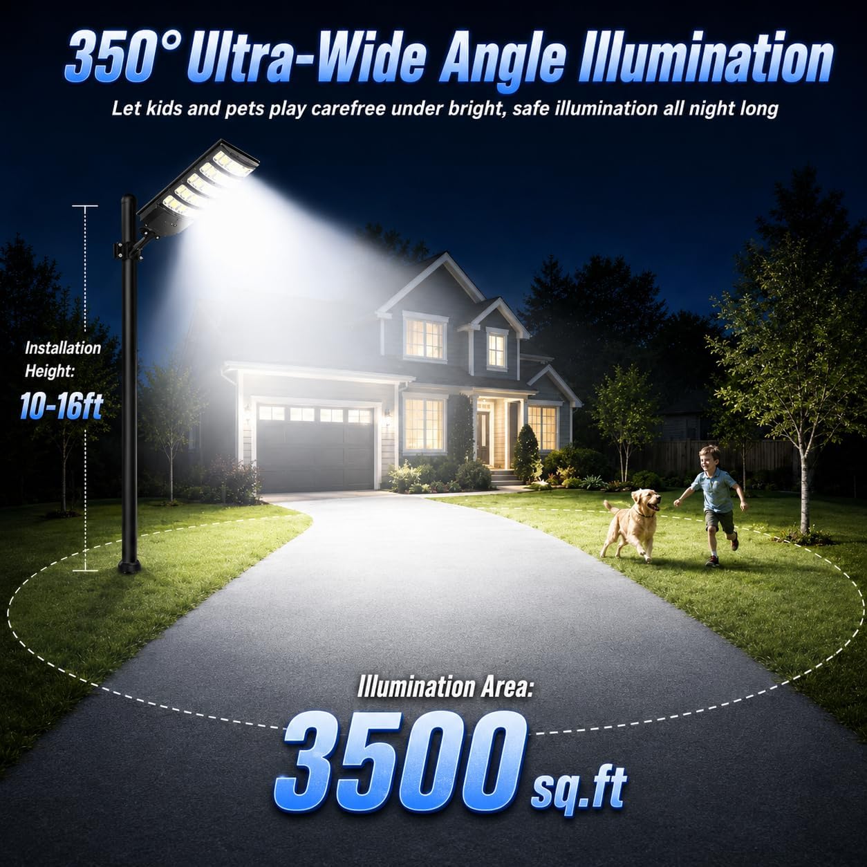 WYWNA 10000W Solar Street Lights Outdoor, Motion Sensor Dusk to Dawn Solar Flood Light, IP66 Waterproof Security Lighting with Remote Control for Yard, Driveway, Parking Lot, Garage (2Pack)