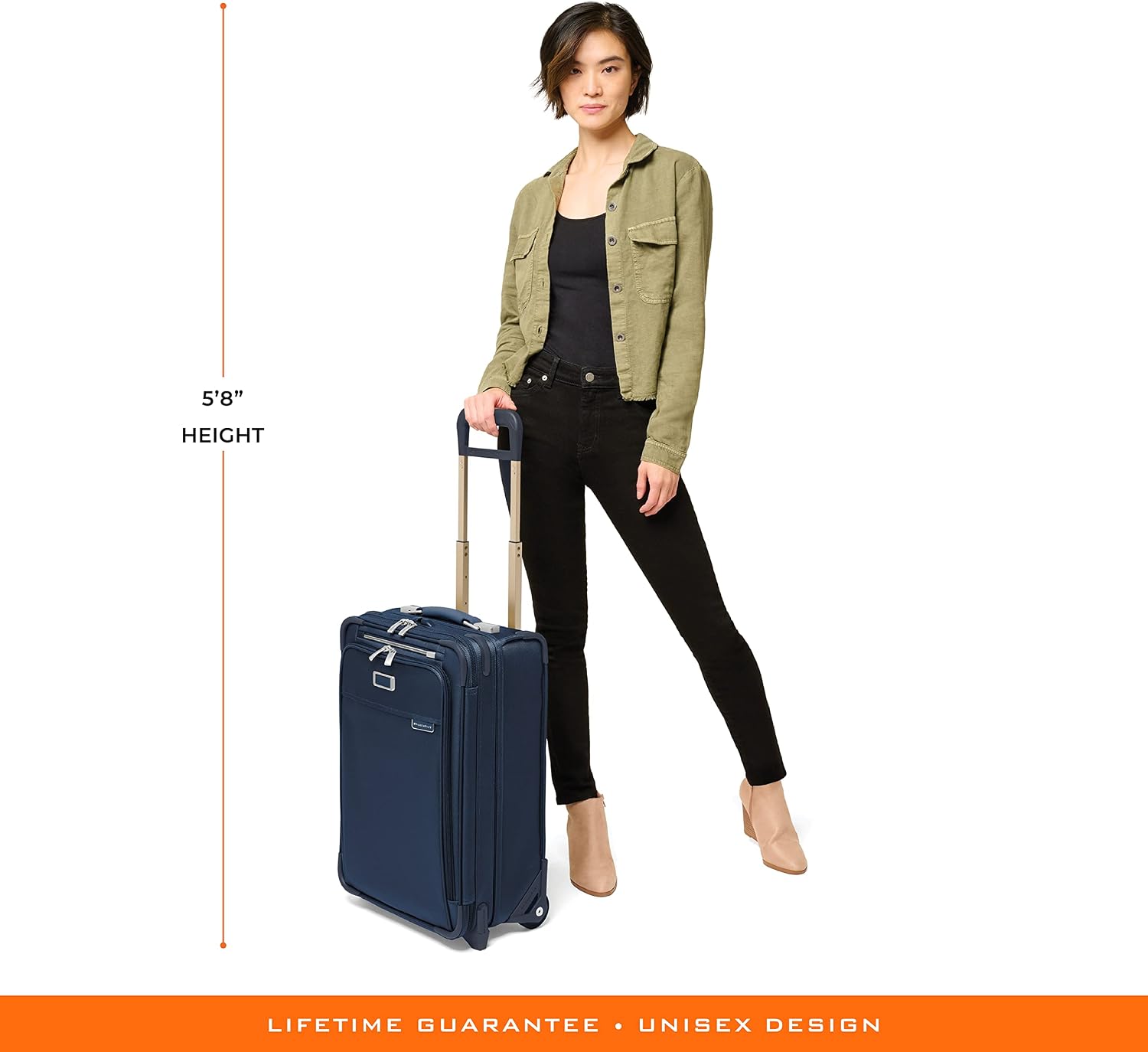 Briggs & Riley Essential 22' 2-Wheel Expandable Carry On - Luggage for Travel, Suitcases with Wheels, Softside Rolling Bag for Men & Women, Self-Repairing Zipper - Baseline Collection, Navy