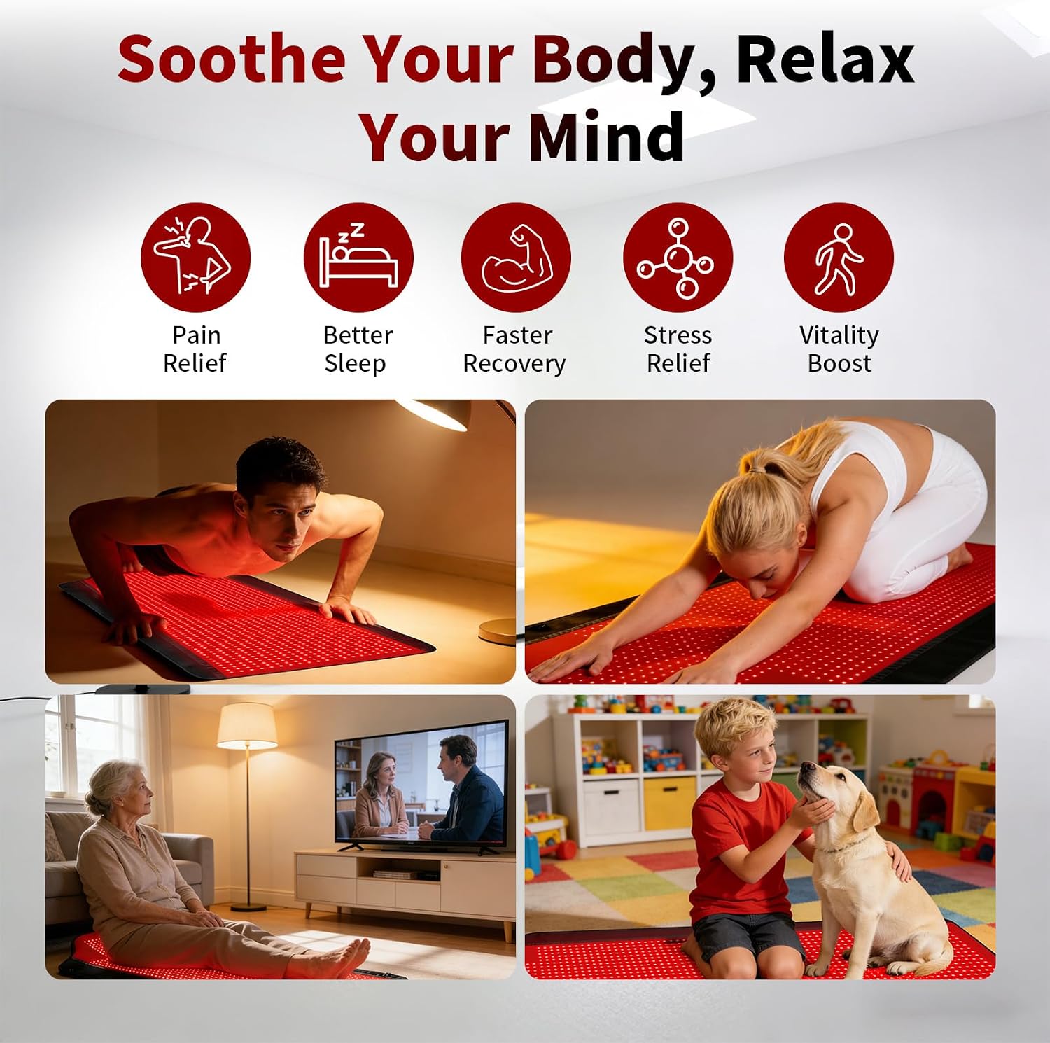 Full Body Red Light Therapy Mat with 1707 LEDs, 3-in-1 660nm & 850nm TPU Infrared Light Blanket, 73' x 36' Foldable Therapy Pad with Timer Controller Pulse Modes for Home Use 192W