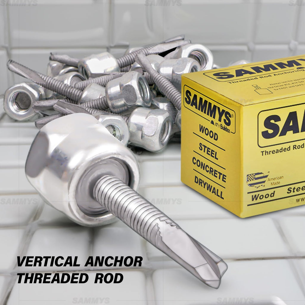 Everflow Sammys 8039957-100 DSTR 516 3/8 Inch Screw Vertical Threaded Rod Anchor Designed for Steel Structure, Steel, Electro-Zinc, Corrosion Resistance 5/16-18 x 1-1/4 Inch Screw Length (Pack of 100)