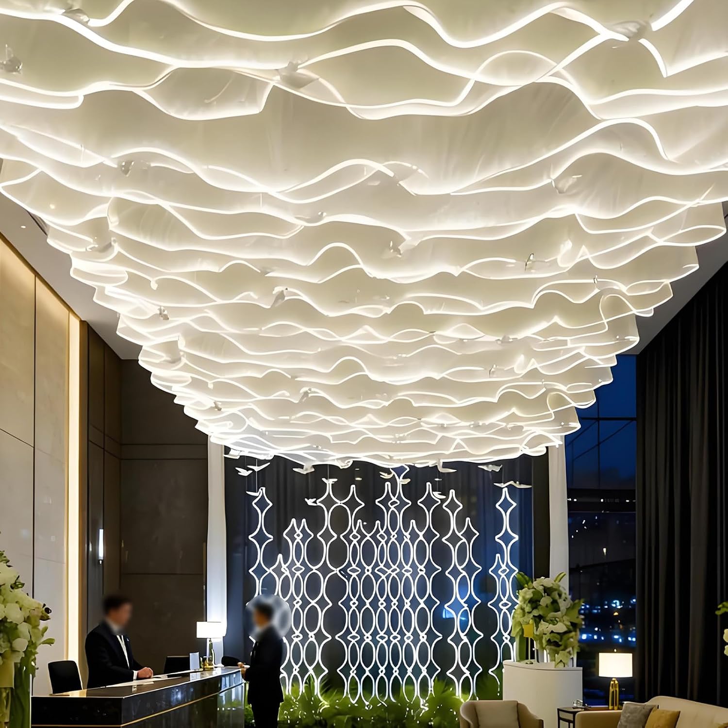 BANGBANGJI Sheer Curtains, Ceiling Light Strip, Easy to Install, Universal for All Seasons, for Birthdays, Parties, Weddings 100mx0.5m-WhiteVeil+WhiteLight