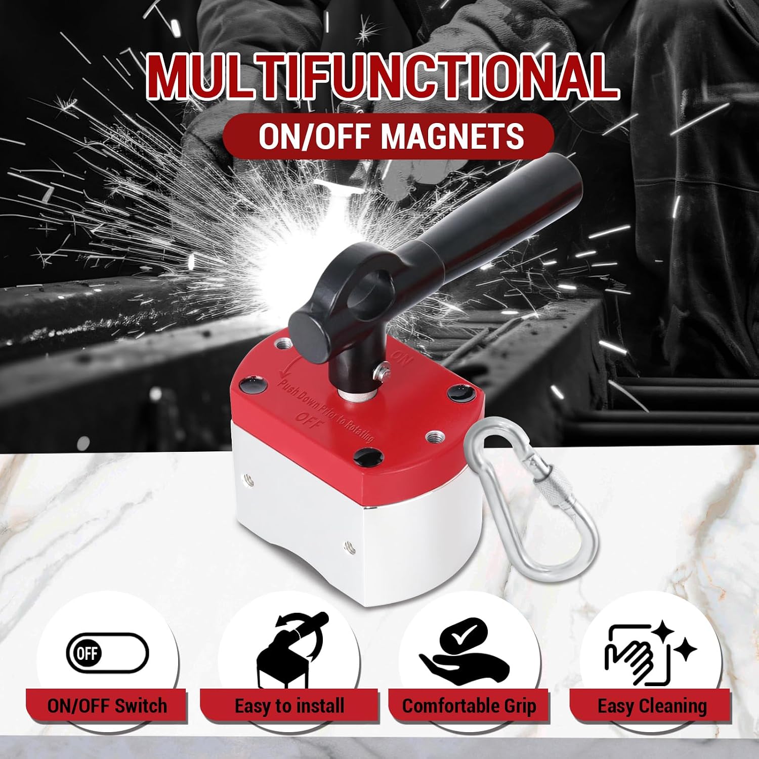 DTLHCNCT 600 LB ON/Off Magnets, Magnetic Welding Holder, Multipurpose Switch Magnet for Lifting and Handling,Metal Screening,Weld Positioning,Metal Salvage (2 Pack)