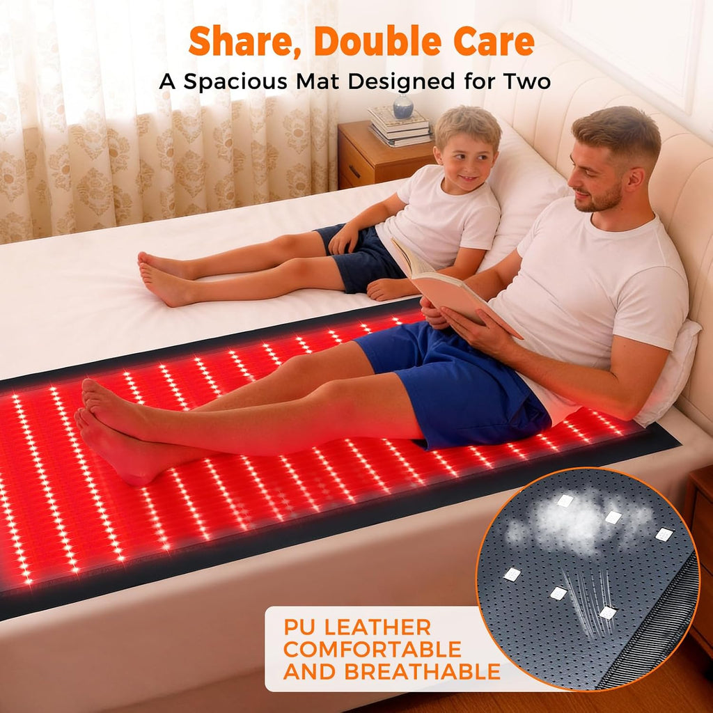 2570 LEDs Dual Full Body Red Light Therapy Mat, Red Light Therapy Blanket, 2570pcs 2in1 LEDs(660nm& 850nm), Premium Leather, Adjustable Timer & Intensity (520 LEDs)