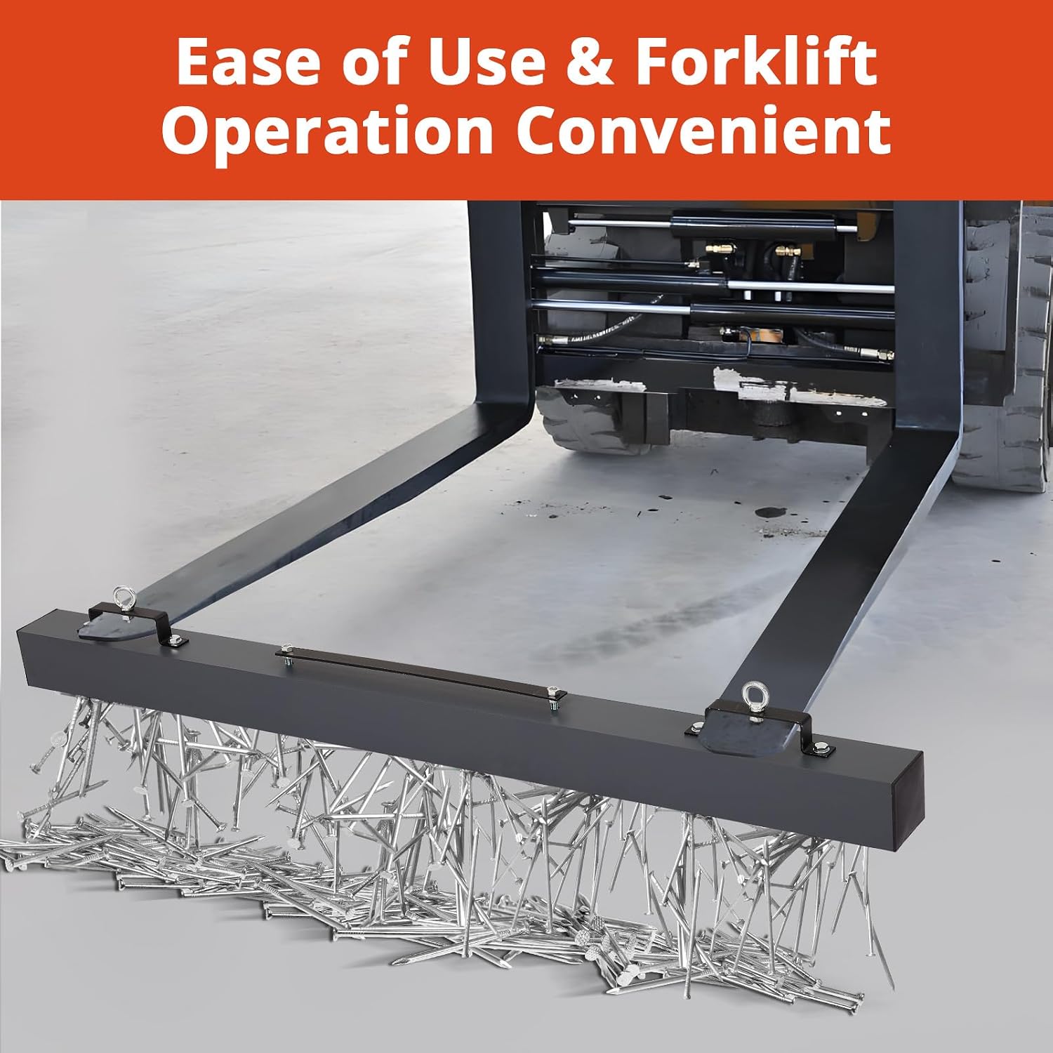 Hanging Magnetic Sweeper 48 Inches, 120 LBS Lifting Capacity Heavy Duty Towable Bar for Forklift,Magnet Double Magnetic Force Sweeper Unit, Hanging Magnet for Forklift