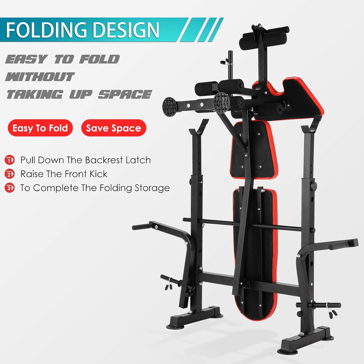 Angotrade 600lbs Adjustable Olympic Weight Bench Set with Squat Rack Foldable Workout Bench Press Set with Preacher Curl & Leg Developer for Full-Body Workout