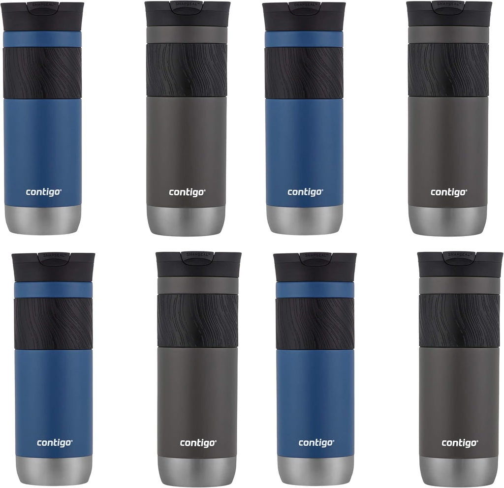 Contigo Byron Travel Mug, Vacuum-Insulated Stainless Steel, 20oz | Leak-Proof Lid | BPA-Free | Sake & Blue Corn | Pack of 8