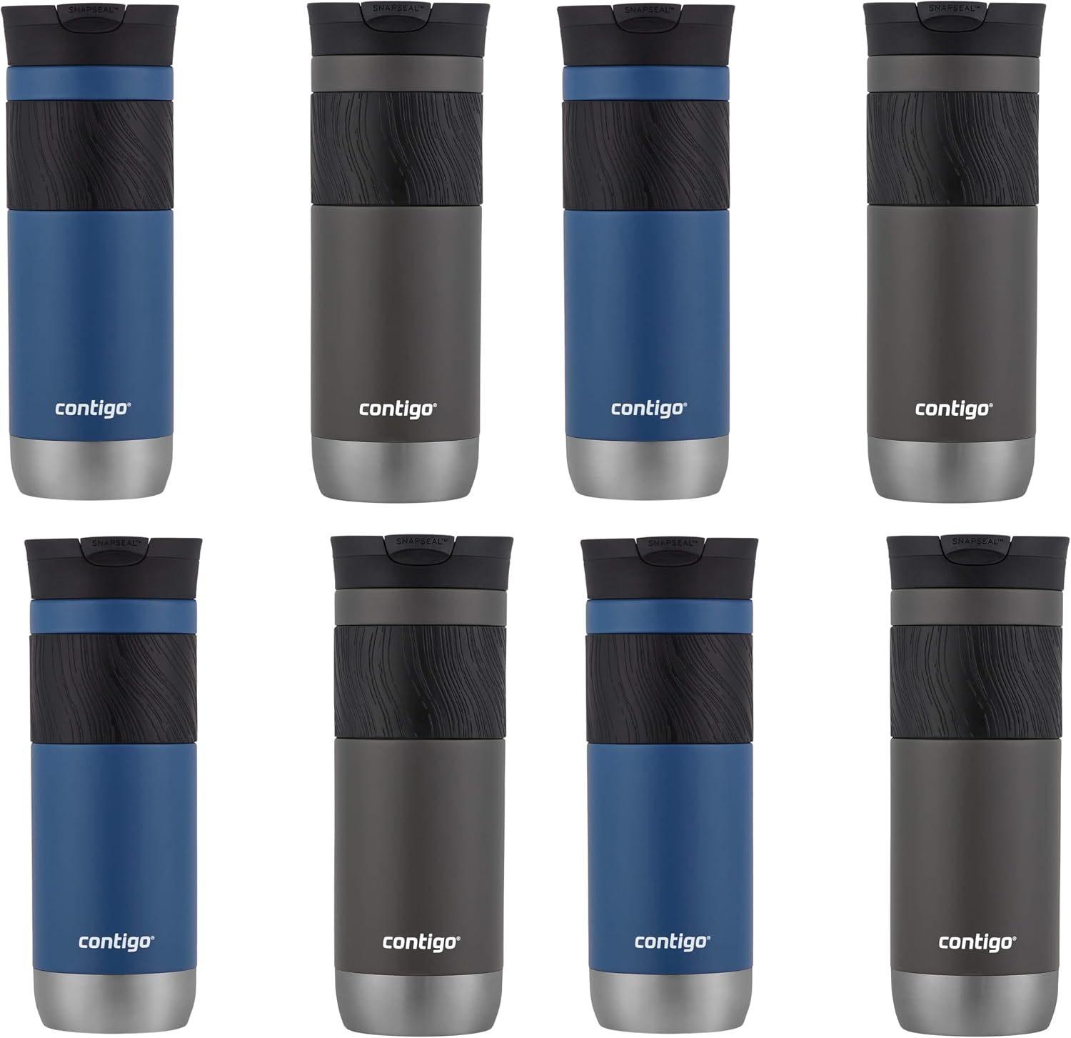 Contigo Byron Travel Mug, Vacuum-Insulated Stainless Steel, 20oz | Leak-Proof Lid | BPA-Free | Sake & Blue Corn | Pack of 8