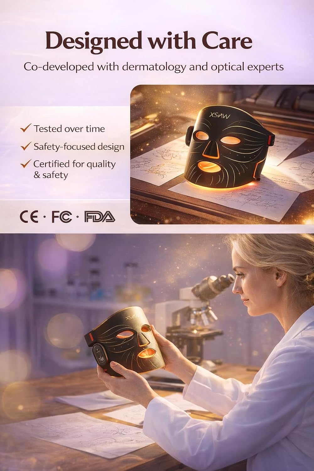 Red Light Therapy for Face – 4 Mode Cordless LED Face Mask with 850NM Infrared,630NM Red & Blue Light, 272 LED Beads, Eyes Protection, Rechargeable for At-Home & Travel