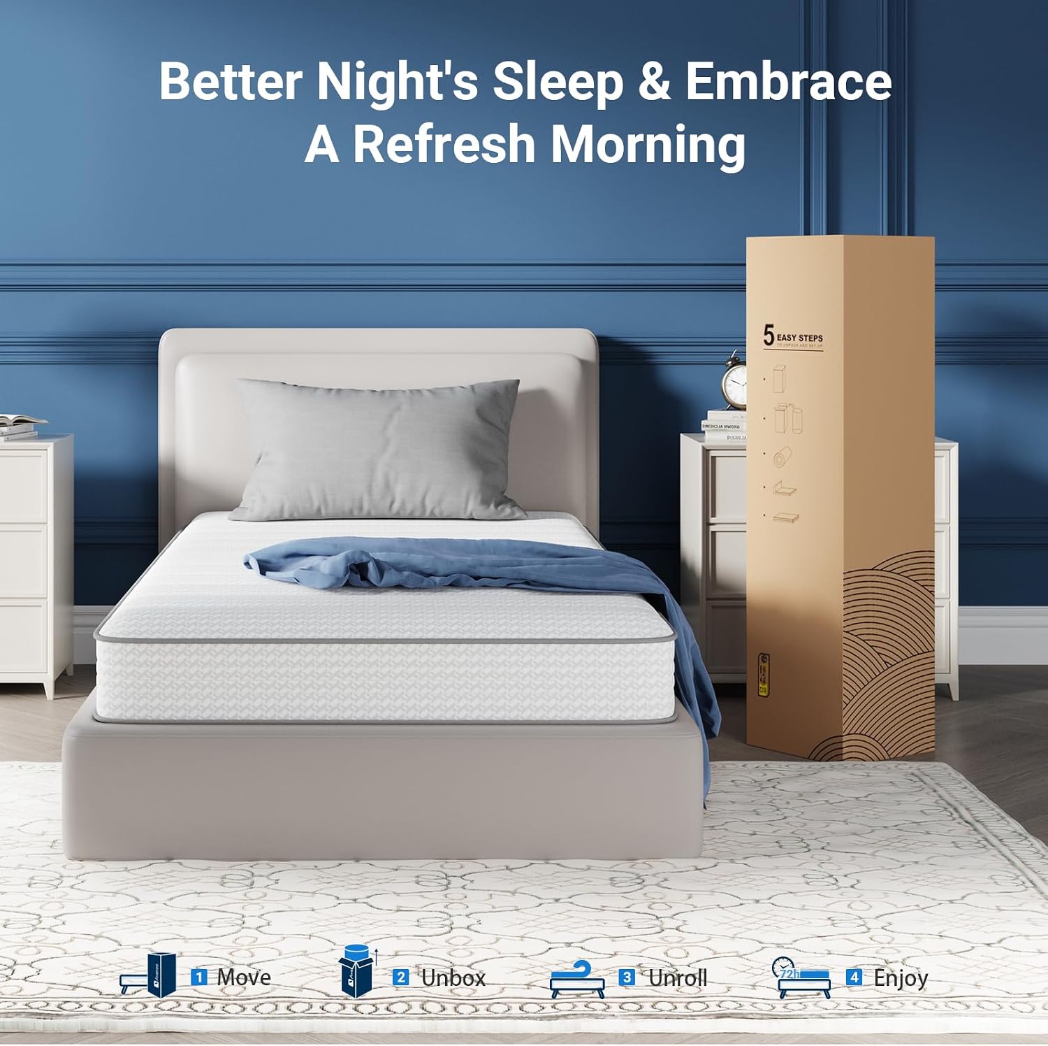 Avenco Full Size Mattress 8 Inch in a Box, Medium Plush Full Mattresses with Spring Smarts Coil Hybrid Colchones for Pressure Relief, CertiPUR-US Certified