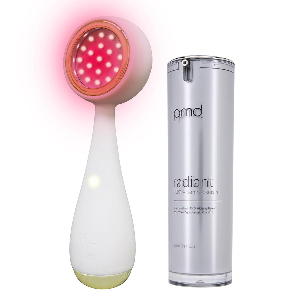 Clean, Acne, and Redvolution - Electric Facial Cleansing Brush, Smart Facial Device with Silicone Brush & Anti-Aging Massager, Red and Blue LED Light