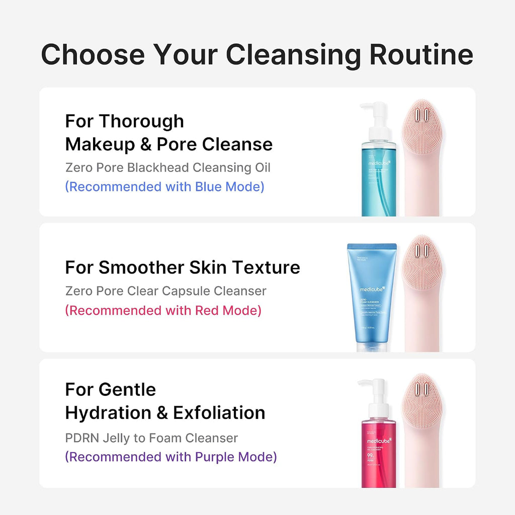 medicube Mini Booster Pro Plus Cleansing Device Set | 2-in-1 Facial Cleansing, Skincare Device | Pore, Makeup, Excess Sebum Care | Portable Skincare Booster with 3 Modes | Korean Facial Device, Pink