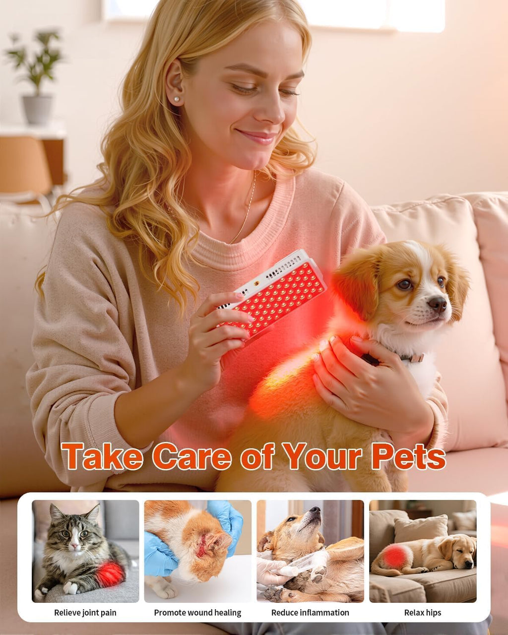Red Light Therapy for Face and Body, Portable Red Light Therapy Panel, 660nm Red Light and 850nm Infrared Light for Pain Relief, Skin Care, Red Light for Sleep, Rechargeable and Great for Travel