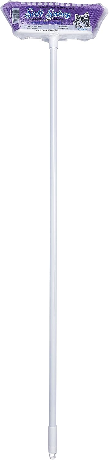 The Original Soft Sweep Magnetic Action Broom Assorted Colors with White Metal Handles (12 Brooms)