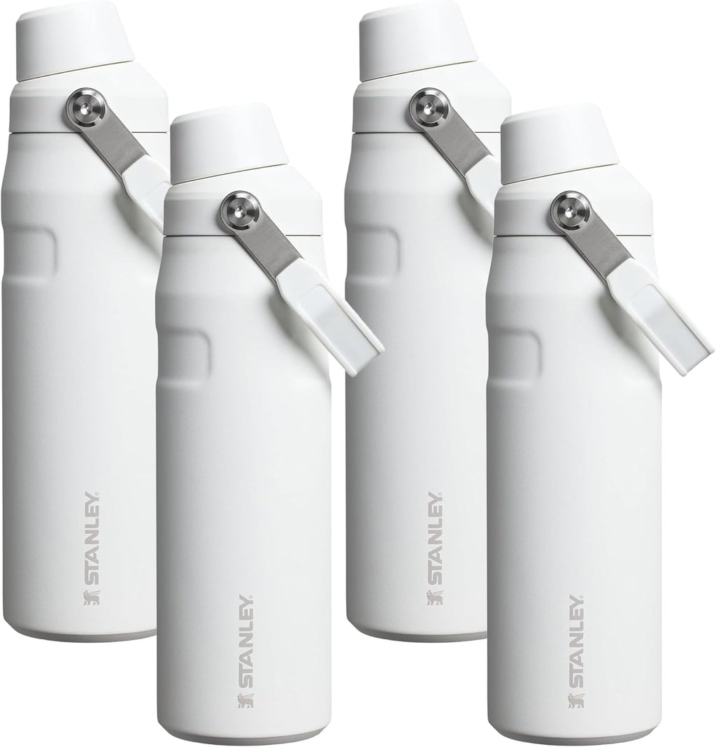 Stanley IceFlow Flip Straw 2.0 Water Bottle 24 OZ | Built-In Straw with Larger Opening | Lightweight & Leak-Resistant | Insulated Stainless Steel | BPA-Free | Frost (Pack of 4)
