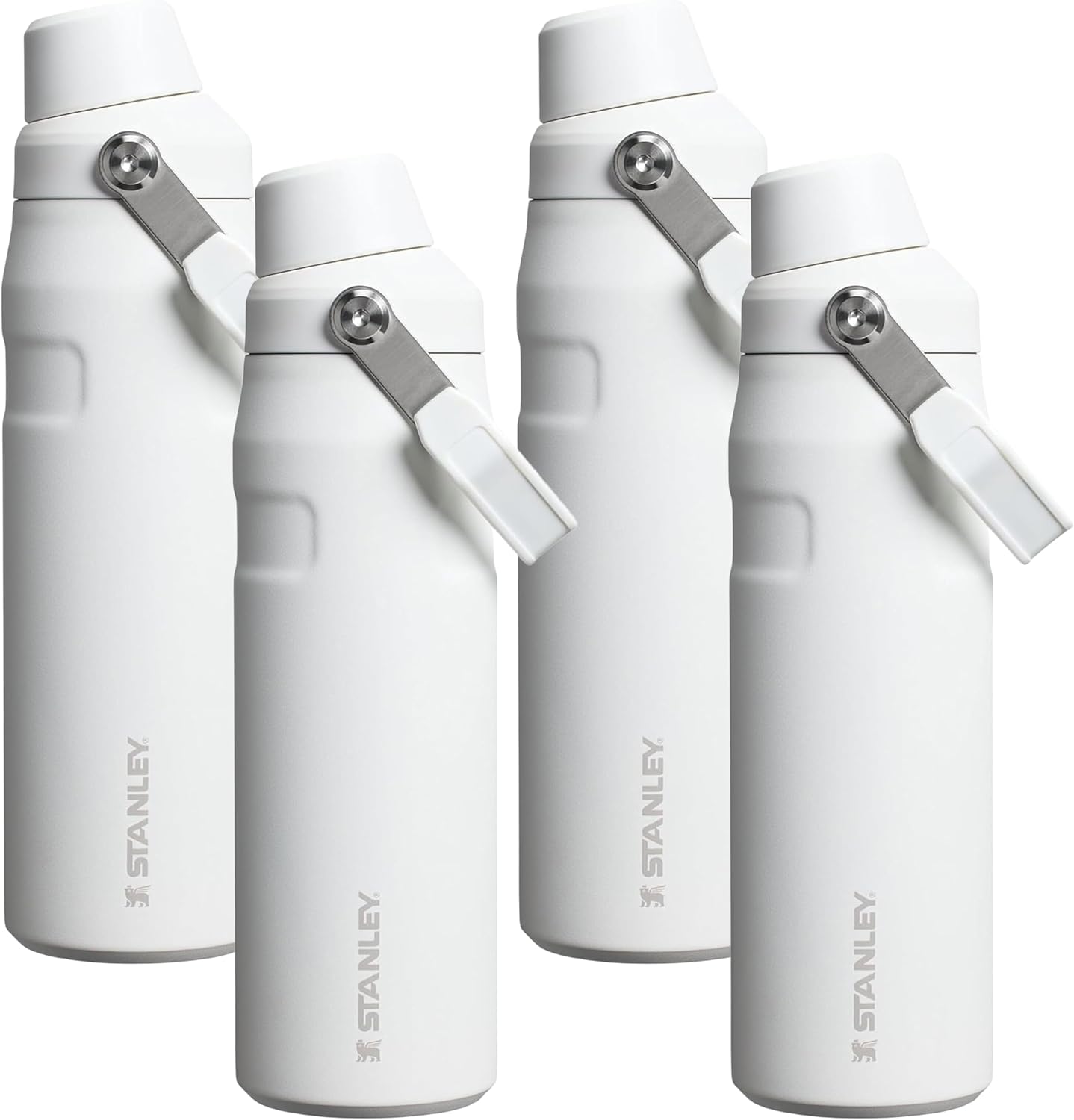 Stanley IceFlow Flip Straw 2.0 Water Bottle 24 OZ | Built-In Straw with Larger Opening | Lightweight & Leak-Resistant | Insulated Stainless Steel | BPA-Free | Frost (Pack of 4)