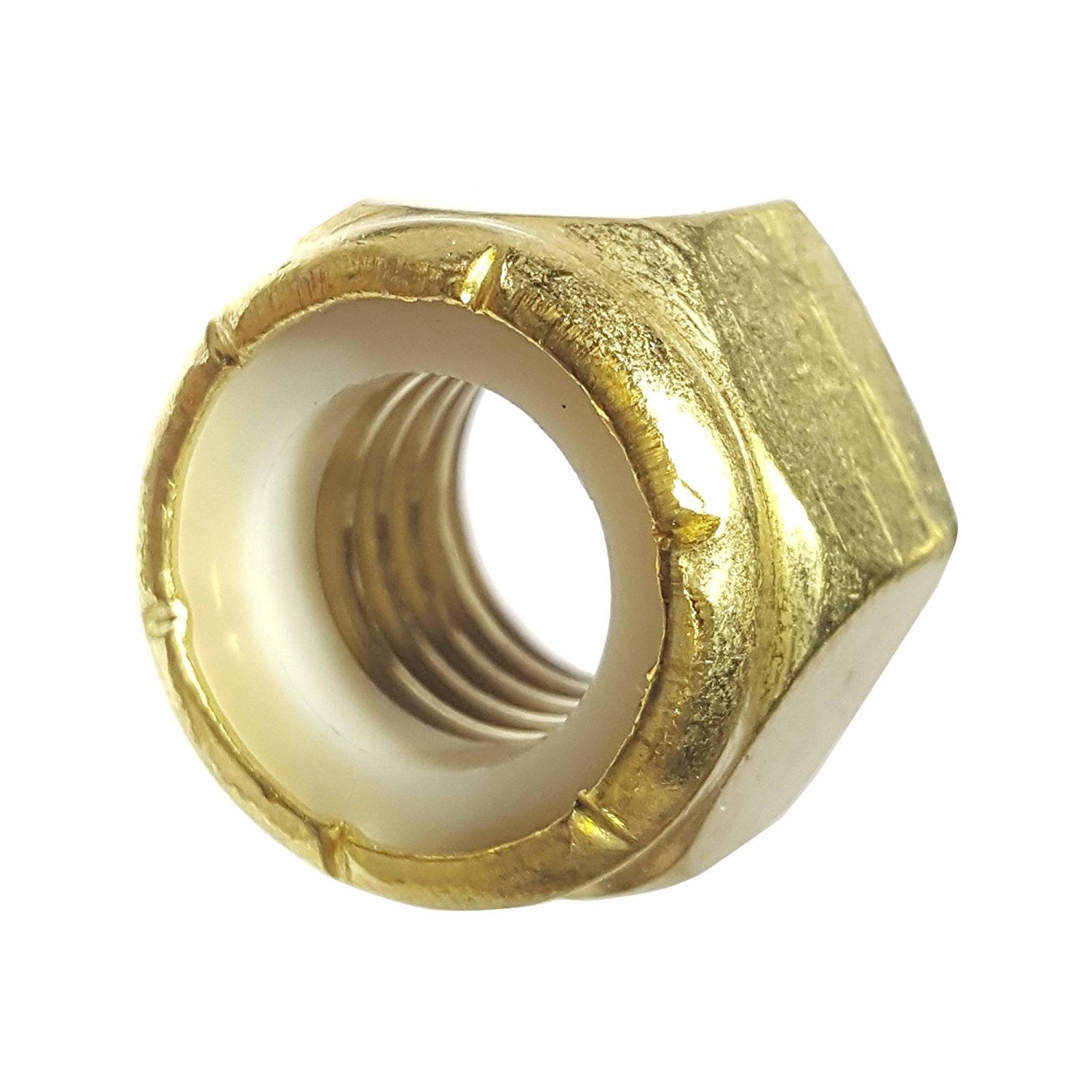 Fastenere Nylon Insert Hex Lock Nuts - 5/16'-18 (500-Pack) Solid Brass Alloy Steel Grade 360, Plain Finish, Corrosion-Resistant, Multi-Use Hardware Nuts - Secure Fastening w/Hex Socket Drive