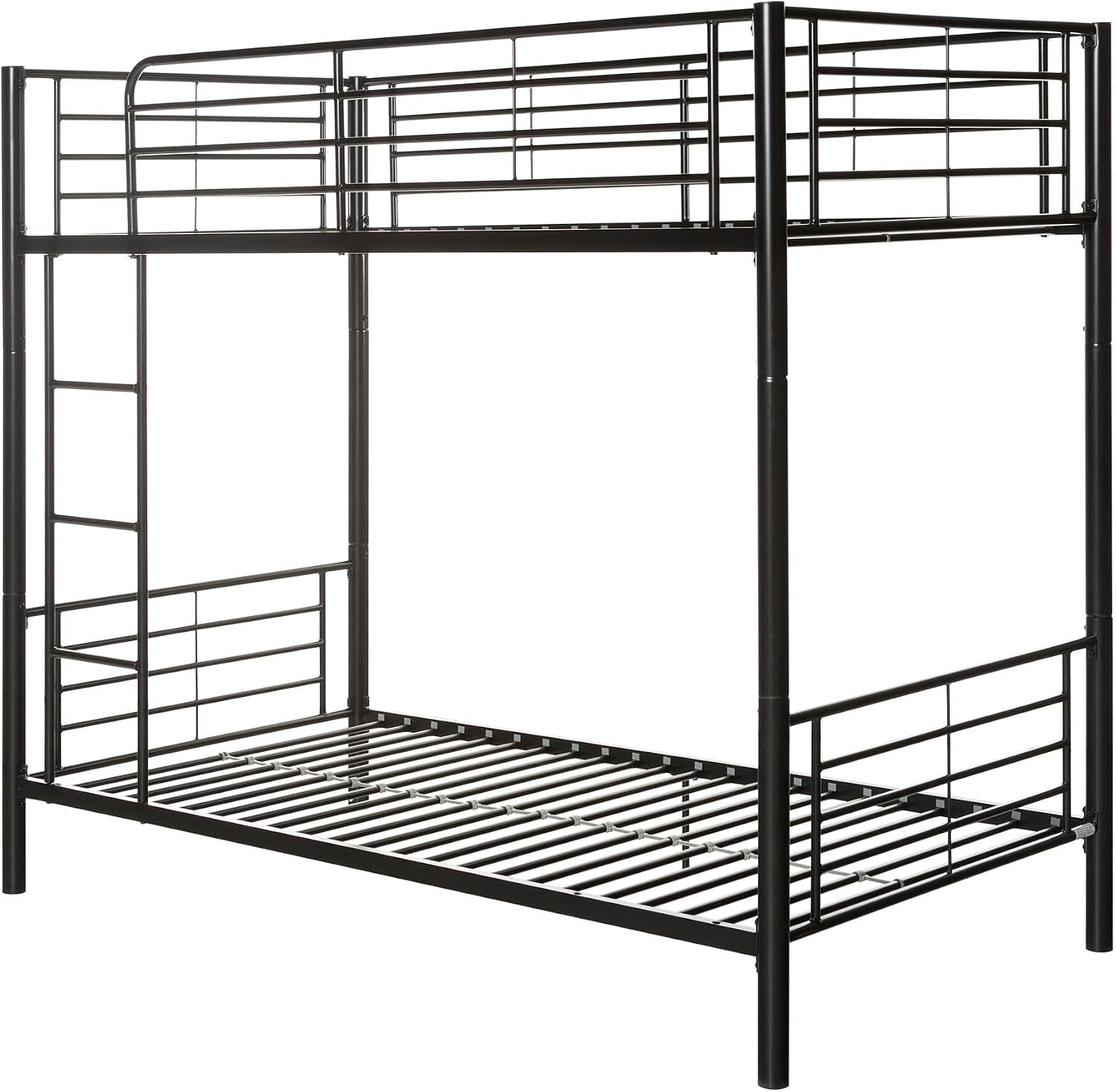 Walker Edison Elodie Urban Industrial Twin Over Twin Metal Bunk Bed, Twin Over Twin, Black