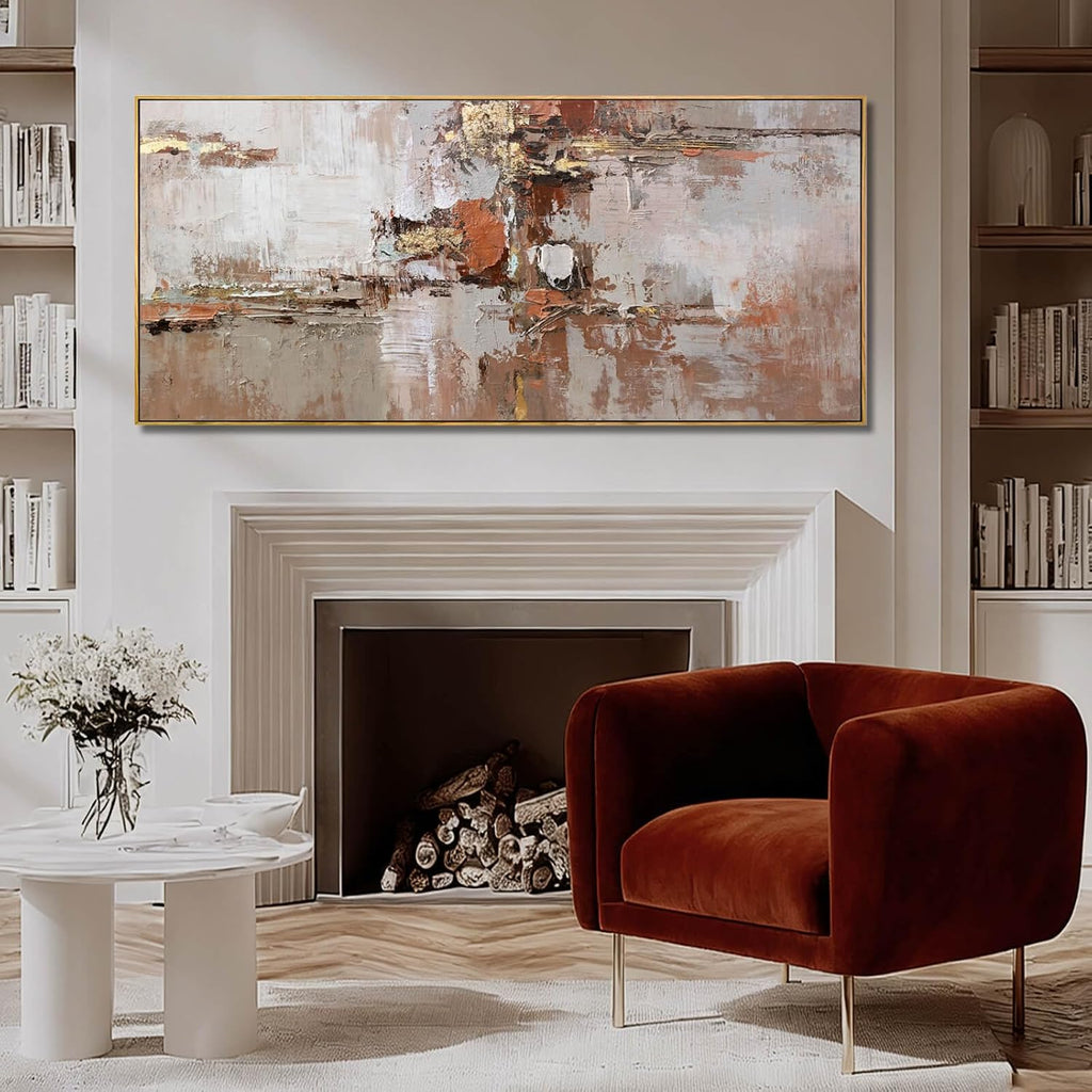 Brown and Gold Canvas Wall Art Colorful Abstract Minimalist Framed Prints for Wall Decor 32'x70' Large Artwork for Living Room Bedroom Kitchen Office
