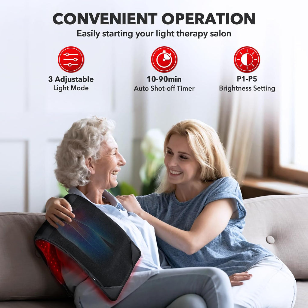 Red Light Therapy for Body, 660nm 850nm Infrared Light Therapy Pad, Wearable Wrap with Timer Remote Control for Back Shoulder Waist Knee, Infrared Light Device Home Use, 31.5' x 11.8' Large Area